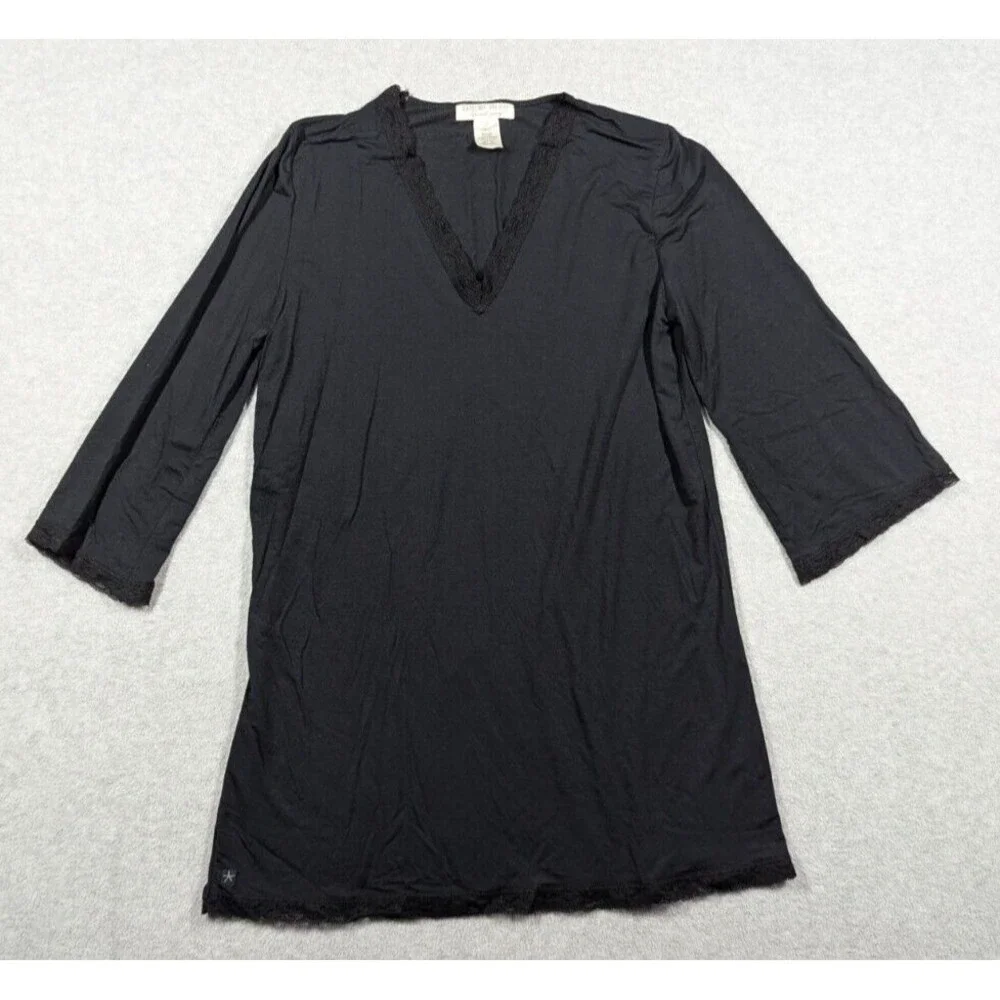 Barefoot Dreams Women Nightgown Small Luxe Milk‎ Jersey Lace Trim Sleep Dress